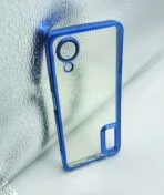 Oppo A17K Back Cover CD Chrome Transparent With Camera Lens Protection Blue Edge