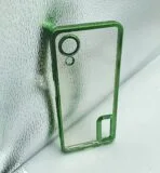 Oppo A17K Back Cover CD Chrome Transparent With Camera Lens Protection Green Edge