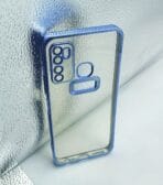 Infinix Hot 9/Hot 9 Pro/X655/Spark 5/5 Pro/X656/Camon 15/15 Air/16S/KE5/CD7/KD7/CD6/Note 7 Lite Back Cover CD Chrome Transparent With Camera Lens Protection Blue Edge