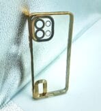 Infinix HOT 11 2022 Back Cover CD Chrome Transparent With Camera Lens Protection Golden Edge