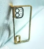Infinix HOT 11 2022 Back Cover CD Chrome Transparent With Camera Lens Protection Golden Edge