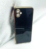 Samsung Galaxy A04 Back Cover 6D Chrome Black Colour Golden Edge