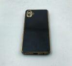 Samsung Galaxy A04 Back Cover 6D Chrome Black Colour Golden Edge - Image 3