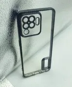 Oppo F19 Pro Back Cover CD Chrome Transparent With Camera Lens Protection Black Edge