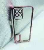 Realme 8i/Narzo 50 4G Back Cover CD Chrome Transparent With Camera Lens Protection Pink Edge