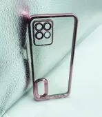 Realme 8i/Narzo 50 4G Back Cover CD Chrome Transparent With Camera Lens Protection Pink Edge