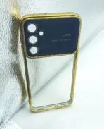 Samsung Galaxy A24 4G Back Cover Transparent With Camera Lens Protection Golden Edge