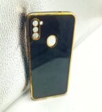 Samsung Galaxy M11 Back Cover 6D Chrome Black Colour Golden Edge