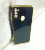 Samsung Galaxy M11 Back Cover 6D Chrome Black Colour Golden Edge