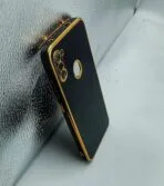 Samsung Galaxy M11 Back Cover 6D Chrome Black Colour Golden Edge - Image 2