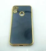 Samsung Galaxy M11 Back Cover 6D Chrome Black Colour Golden Edge - Image 3