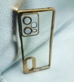 Redmi Note 12 Pro Back Cover CD Chrome Transparent With Camera Lens Protection Golden Edge
