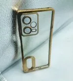 Redmi Note 12 Pro Back Cover CD Chrome Transparent With Camera Lens Protection Golden Edge