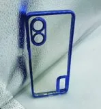 Oppo A17 4G Back Cover CD Chrome Transparent With Camera Lens Protection Blue Edge