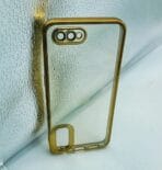 Realme C2/Oppo A1K Back Cover CD Chrome Transparent With Camera Lens Protection Golden Edge