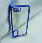 Realme C2/Oppo A1K Back Cover CD Chrome Transparent With Camera Lens Protection Blue Edge