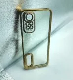 Redmi Note 11/11s 4G Back Cover CD Chrome Transparent With Camera Lens Protection Golden Edge