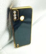 Tecno Spark Go 2020 Back Cover 6D Chrome Black Colour Golden Edge