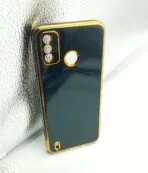 Tecno Spark Go 2020 Back Cover 6D Chrome Black Colour Golden Edge