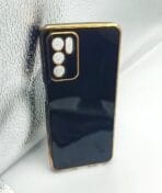 Oppo A16 Back Cover 6D Chrome Black Colour Golden Edge