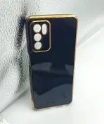 Oppo A16 Back Cover 6D Chrome Black Colour Golden Edge