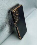 Oppo A16 Back Cover 6D Chrome Black Colour Golden Edge - Image 2