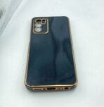 Oppo A16 Back Cover 6D Chrome Black Colour Golden Edge - Image 3