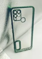 Infinix HOT 10S/HOT 10T Back Cover CD Chrome Transparent With Camera Lens Protection Green Edge