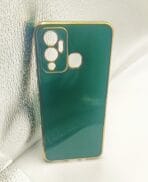 Infinix HOT 12 Play Back Cover 6D Chrome Green Colour Golden Edge