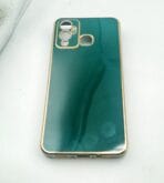 Infinix HOT 12 Play Back Cover 6D Chrome Green Colour Golden Edge - Image 3