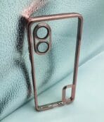 Oppo A17 4G Back Cover CD Chrome Transparent With Camera Lens Protection Pink Edge
