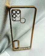 Infinix HOT 10S/10T Back Cover CD Chrome Transparent With Camera Lens Protection Golden Edge