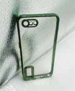 Realme C2/Oppo A1K Back Cover CD Chrome Transparent With Camera Lens Protection Green Edge