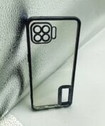 Oppo F17 Pro/Reno 4 Lite/A93/Reno 4F Back Cover CD Chrome Transparent With Camera Lens Protection Black Edge