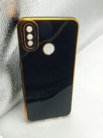 Realme 3 Pro Back Cover 6D Chrome Black Colour Golden Edge
