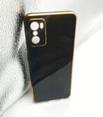 Oppo A55S 5G Back Cover 6d Chrome Black Colour Golden Edge