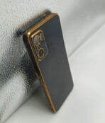 Oppo A55S 5G Back Cover 6d Chrome Black Colour Golden Edge - Image 2