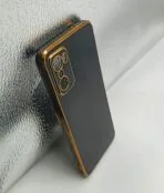 Oppo A55S 5G Back Cover 6d Chrome Black Colour Golden Edge - Image 2