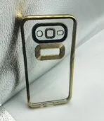 Samsung Galaxy J7 Back Cover CD Chrome Transparent With Camera Lens Protection Golden Edge