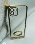 Samsung Galaxy A03 Back Cover CD Chrome Transparent With Camera Lens Protection Golden Edge