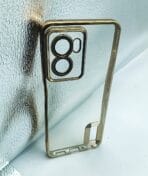 Oppo A57 2022 5G Back Cover CD Chrome Transparent With Camera Lens Protection Golden Edge