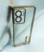 Oppo A57 2022 5G Back Cover CD Chrome Transparent With Camera Lens Protection Golden Edge