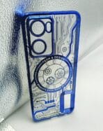 Oppo A57 2022 4G Back Cover Clock Design With Camera Lens Protection Blue Edge