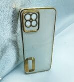 Realme 8i Back Cover 6D Chrome White Colour Golden Edge
