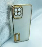 Realme 8i Back Cover 6D Chrome White Colour Golden Edge