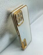 Realme 8i Back Cover 6D Chrome White Colour Golden Edge - Image 3