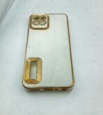 Realme 8i Back Cover 6D Chrome White Colour Golden Edge - Image 2