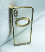 Samsung Galaxy M10/A10 Back Cover CD Chrome Transparent With Camera Lens Protection Golden Edge