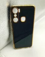 Infinix HOT 12 Pro Back Cover 6D Chrome Black Color Golden Edge