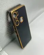 Infinix HOT 12 Pro Back Cover 6D Chrome Black Color Golden Edge - Image 2